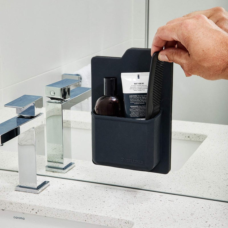 TOOLETRIES The James Organizer - Silicone Toiletry Holder, Shower & Bathroom Accessory - Features Silicone-Grip Technology, Removable & Reusable - Charcoal - Image 2